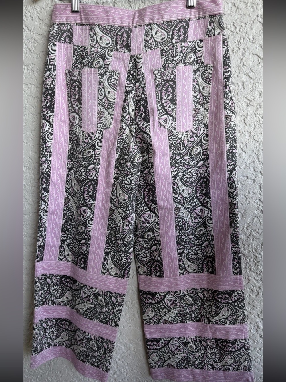 Julia Amory Pink Paisley Wide-Leg Pants M - Picture 4 of 9